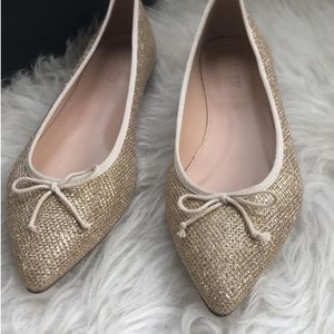 J Crew Gold Gemma Glitter Flats - size 9